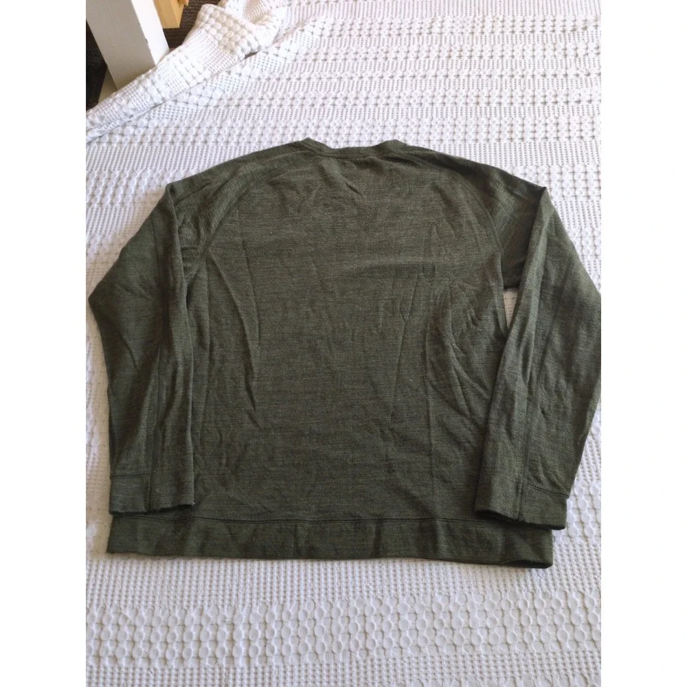 VRST Merino Wool Blend Long Sleeve Shirt Zippered Pocket Green Sz Large Crew